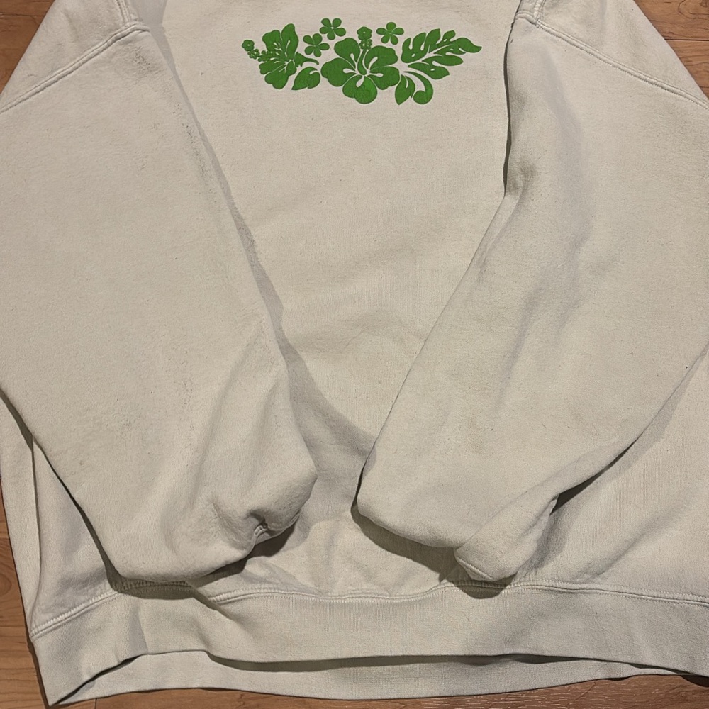 PacSun Cream Sweater with Green Floral Accent